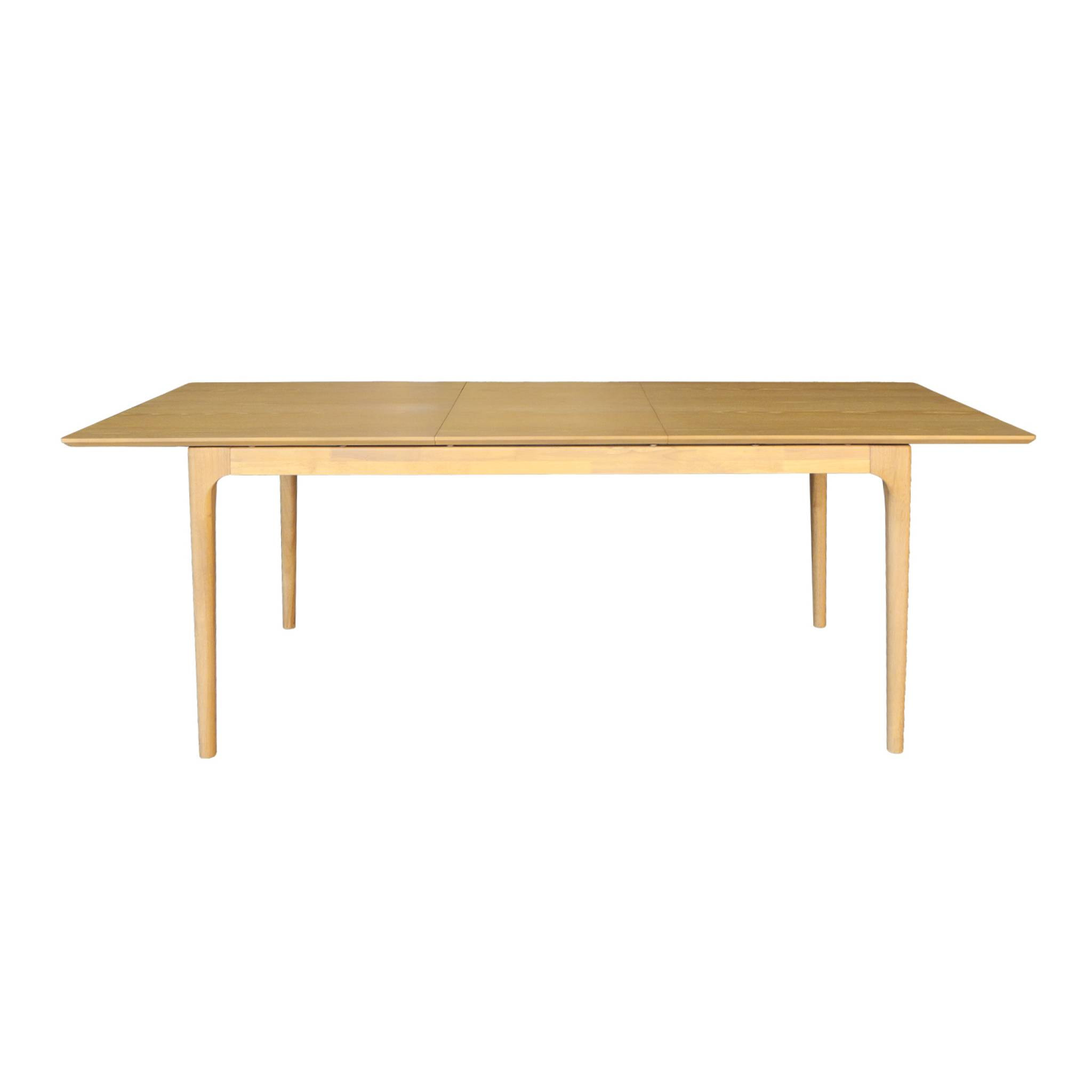 Table à manger rectangulaire extensible bois d'hévéa et placage frêne naturel 6-8 places - 160/210 x 90 x 76 cm - Elena