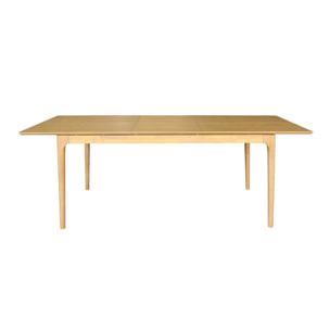 Table à manger rectangulaire extensible bois d'hévéa et placage frêne naturel 6-8 places - 160/210 x 90 x 76 cm - Elena