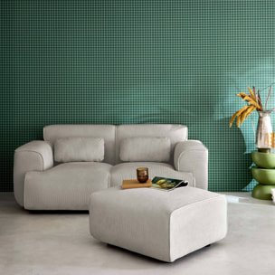 Pouf, repose-pieds pour canapé 2 places velours côtelé WALLAS