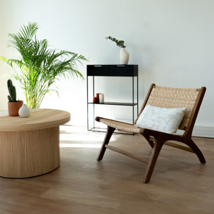 Fauteuil en bois de teck et tressage chevron en rotin - Kilka