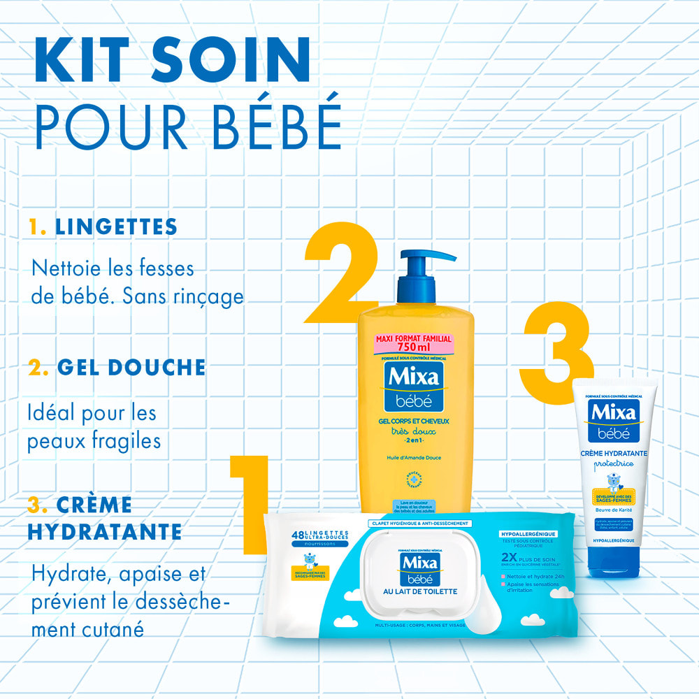 Lot de 18 - Mixa Bébé Lingettes Au Lait De Toilettes Mixa x48