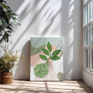 Tableau feuille verte en vase style moderne doux Toile imprimée