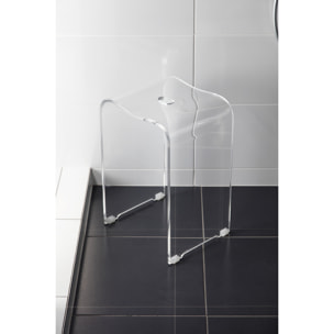 Tabouret de salle de bain PMR antidérapant – sécurité et stabilité, Transparent (SATSTOLPLASTT)