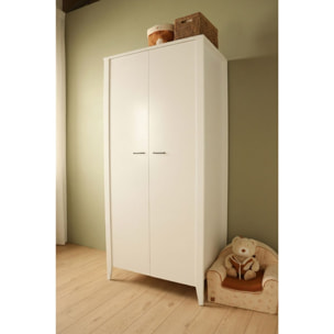 Armoire 2 portes  avec étagères et penderie - poignées métal