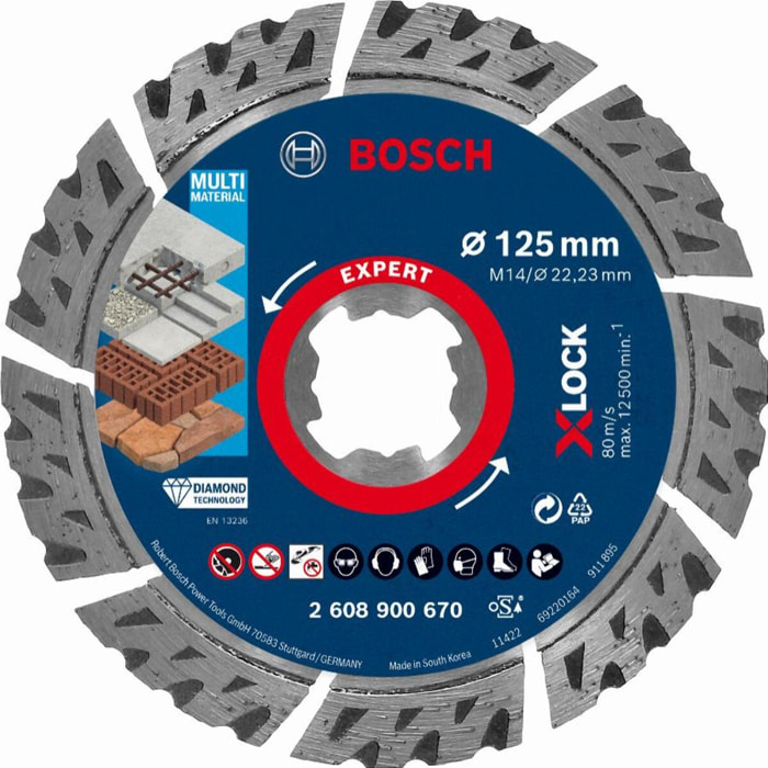 Disque diamant X-Lock multi matériaux Expert BOSCH 125 mm - 2608900670