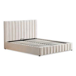 Lit Coffre en velours beige Trocadéro