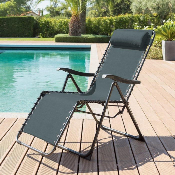 Fauteuil relax de jardin "Silos" bleu canard en acier traité époxy