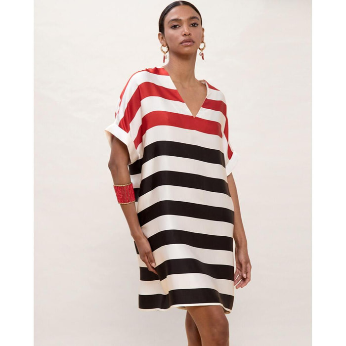 Abito corto a righe tricolori