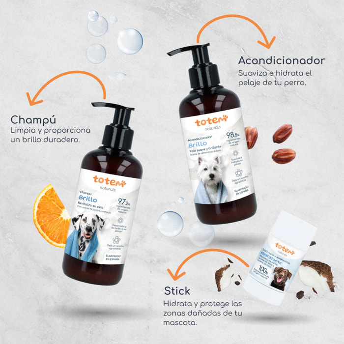 Totem Naturals | Pack Suavidad e Hidratación: Stick Nariz y Almohadillas 30 g + Champú 250 ml + Acondicionador 250 ml Natural