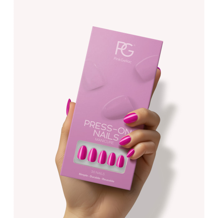 Pink Gellac - 368 Intense Plum - rond court - Faux ongles à presser - Faux-ongles réutilisables - Press-on nails