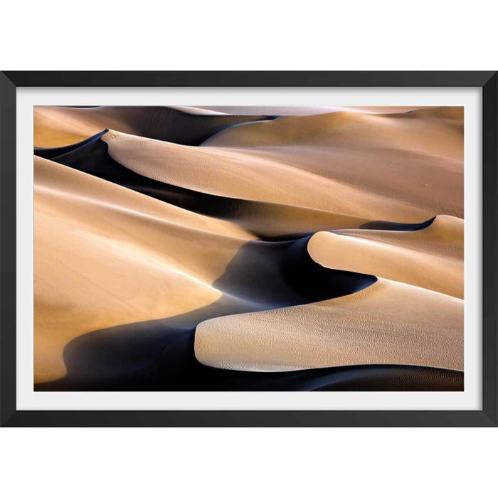 Affiche Vagues de sable Affiche + cadre en bois - Noir