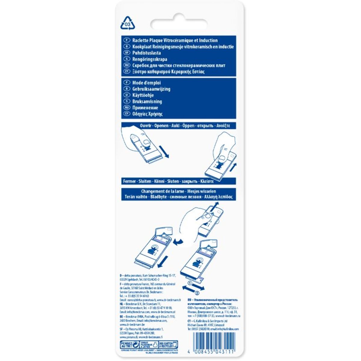 Raclette DR BECKMANN Induction & plaque vitro 3 lames