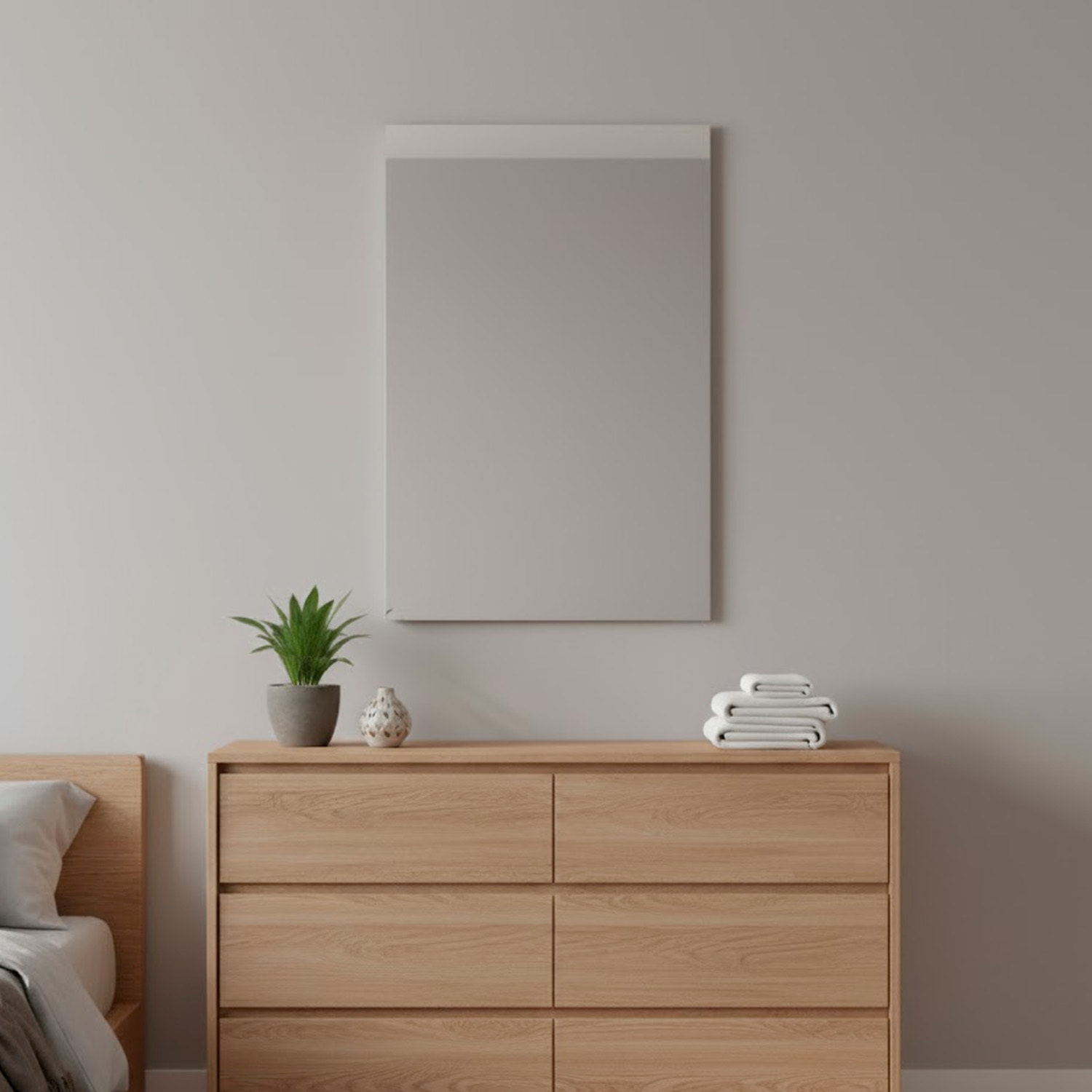 Specchio Rettangolare Filolucido Con Vetro Da 5 mm Bordi a 90&deg; Installazione Verticale e Orizzontale Reversibile Con Pellicola Antiesplosione e Ganci Inclusi Design Moderno Per Bagno E Casa 60 X 75 Cm