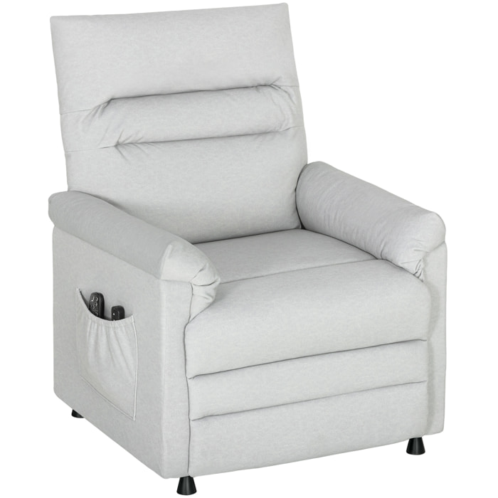 Fauteuil massant chauffant inclinable poches rangement port USB intégré velours gris