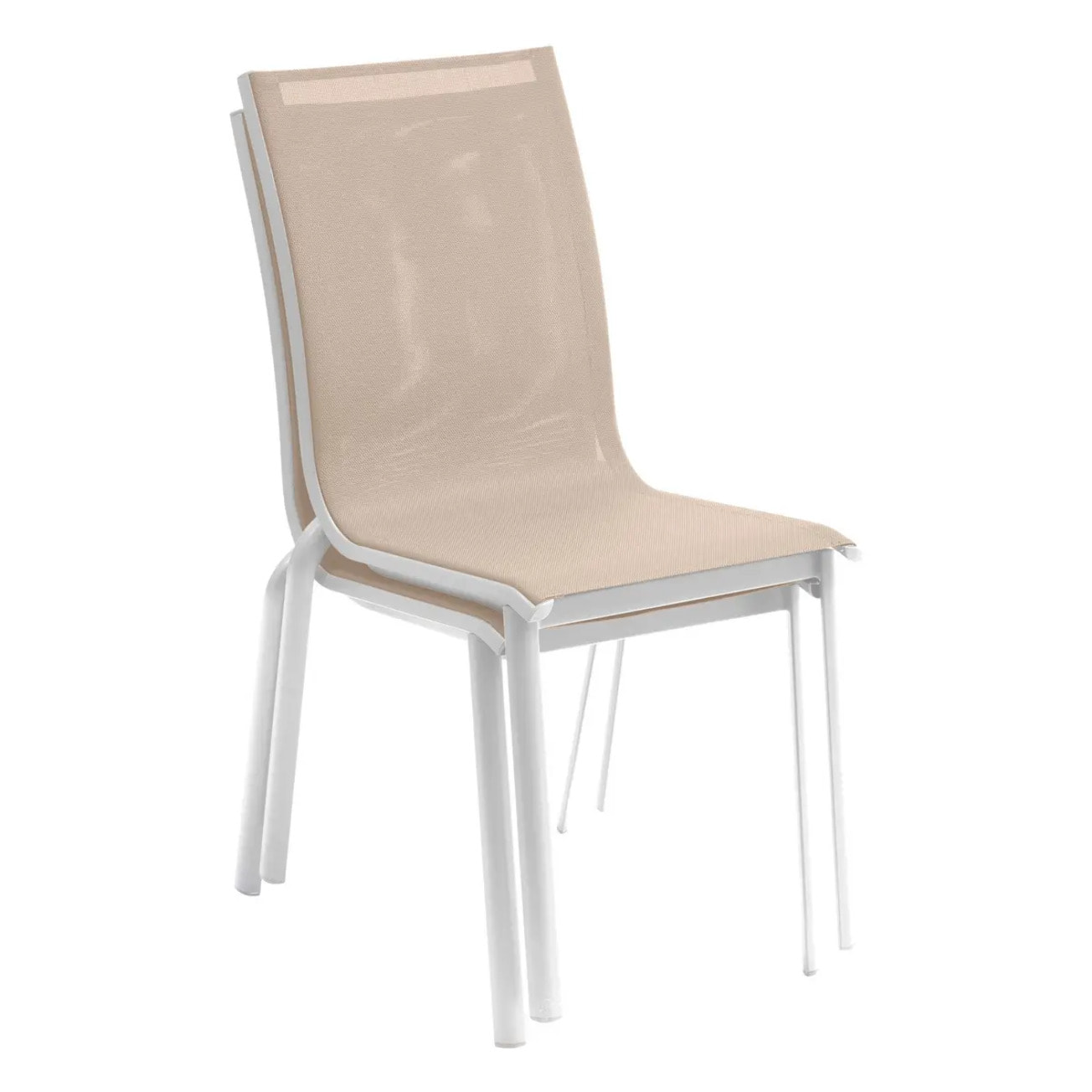 Chaise de jardin empilable "Axant" lin & blanc en aluminium traité époxy
