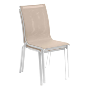 Chaise de jardin empilable "Axant" lin & blanc en aluminium traité époxy