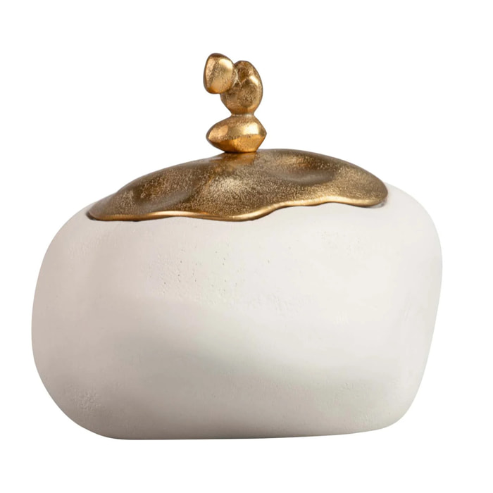 Bombonera Aluminio Blanco / Dorado 23x20x19 Cm