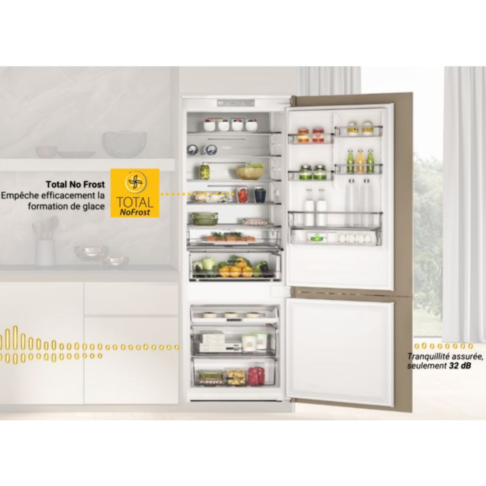 Réfrigérateur combiné encastrable WHIRLPOOL WHSP70T121 Supreme Silence 70cm