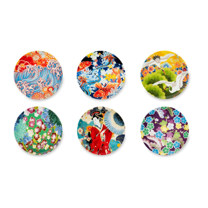 Set de 6 assiettes apéritif en porcelaine Excelsa – Kimono, Multicolore