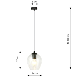 Lampada a sospensione ISTAR in acciaio nero e vetro trasparente