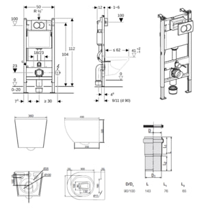 Duofix Pack WC bâti-support + WC suspendu sans bride Ceramia PixL avec abattant SoftClose + plaque (GEBCEPXBMT02-FR)