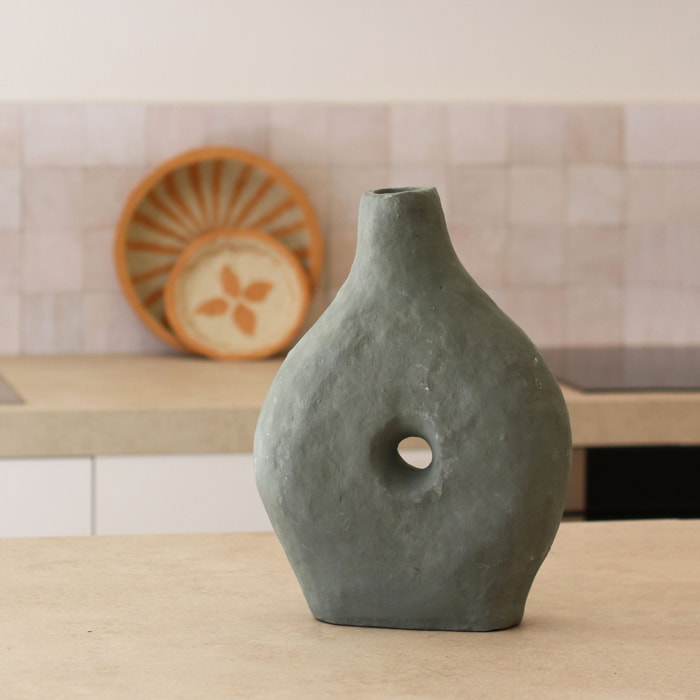 Vase en papier maché kaki NUBIE