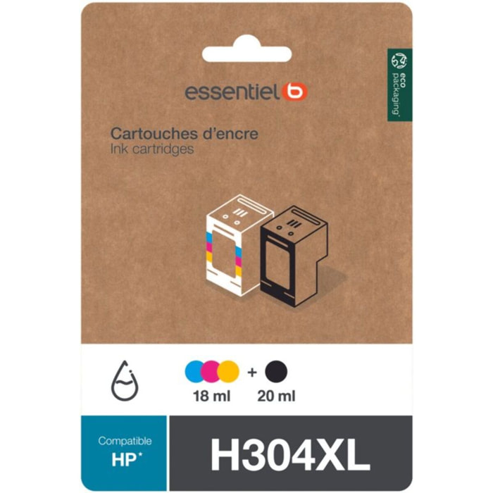 Cartouche d'encre ESSENTIELB H 304 XL noir + 3 couleurs