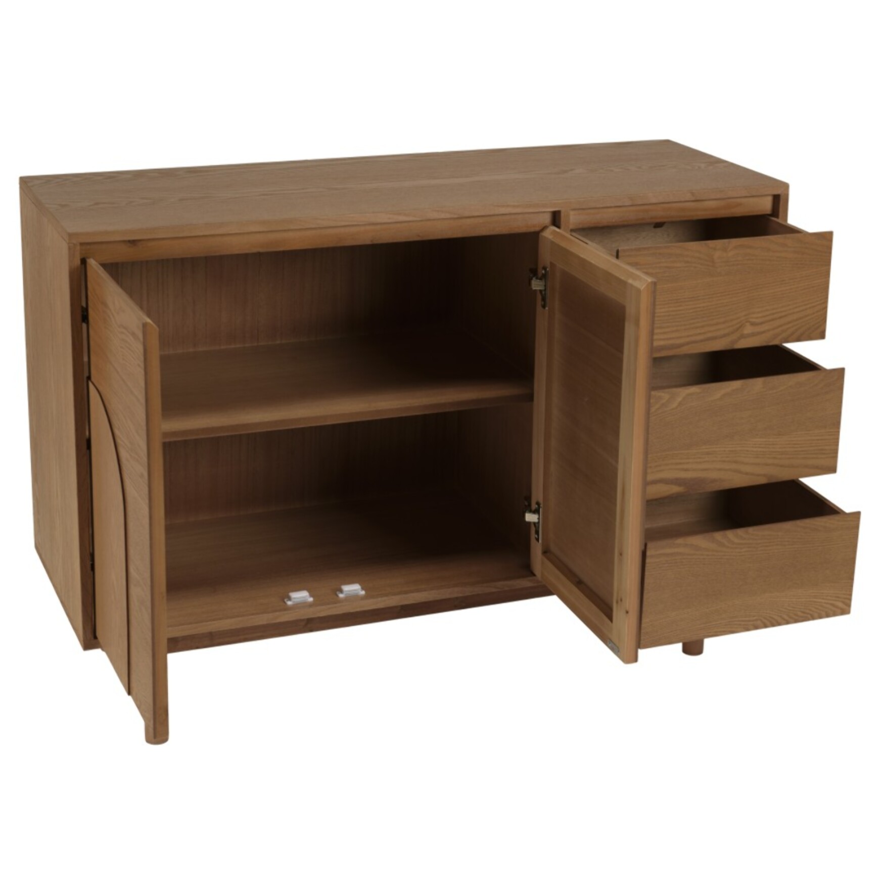 MARIO - Buffet couleur naturelle 3 tiroirs 2 portes décor motif arrondi