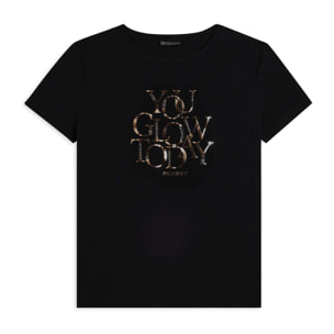 T-shirt con strass “You Glow Today”