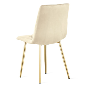 Set di 4 Sedie Libra in Velluto Beige e Gambe Oro