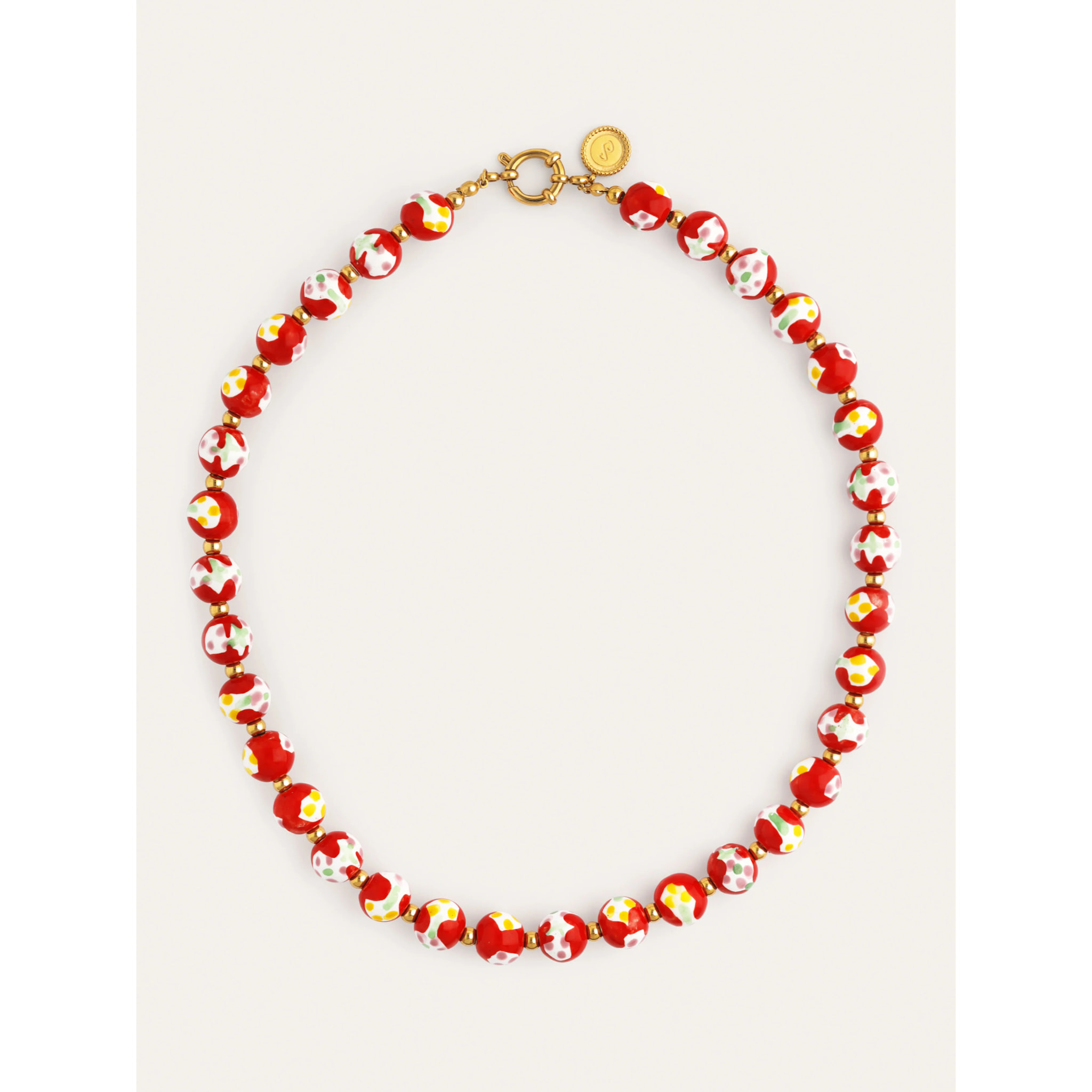 Collar Carmesí Acero Baño Oro