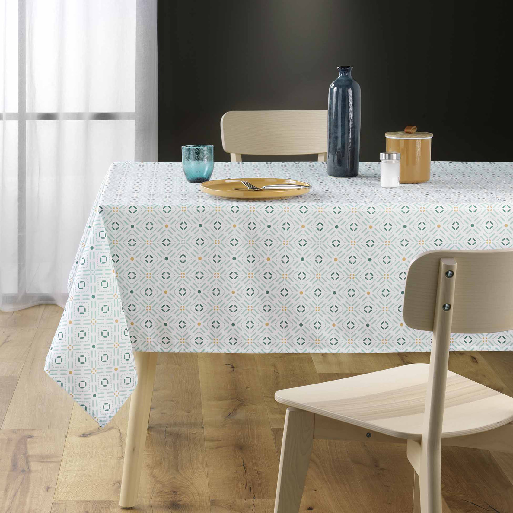Nappe rectangle en polyester imprimé - Vert