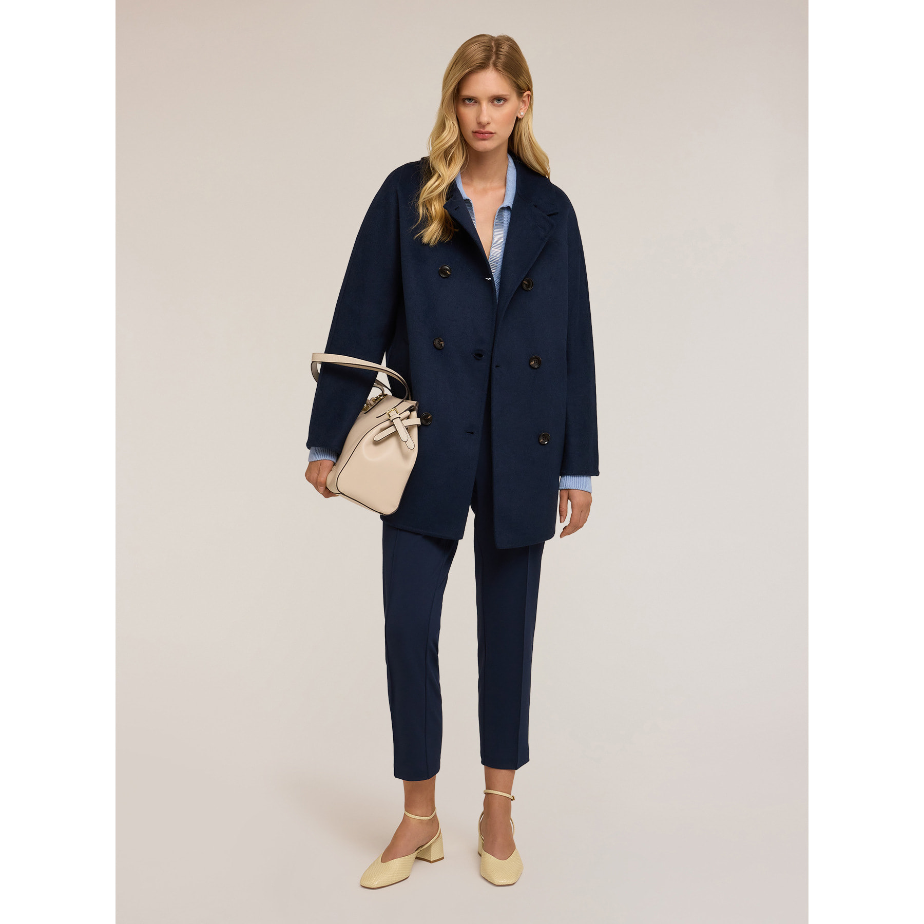 Motivi - Cappotto doppiopetto in panno misto lana - Blu