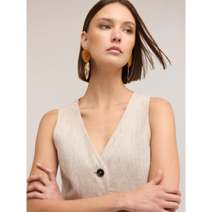 Motivi - Gilet sartoriale in lino - Beige