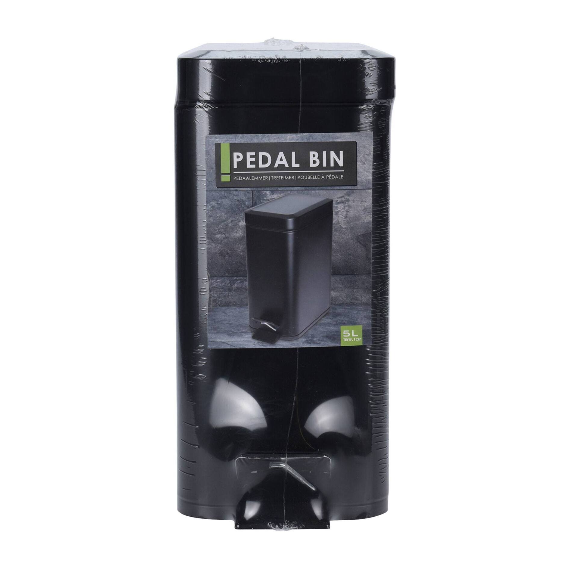 Well home cubo de basura con pedal de 5l en metal color negro