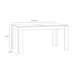 Table à manger extensible bois gris et chêne L160/206 cm - ST MALO