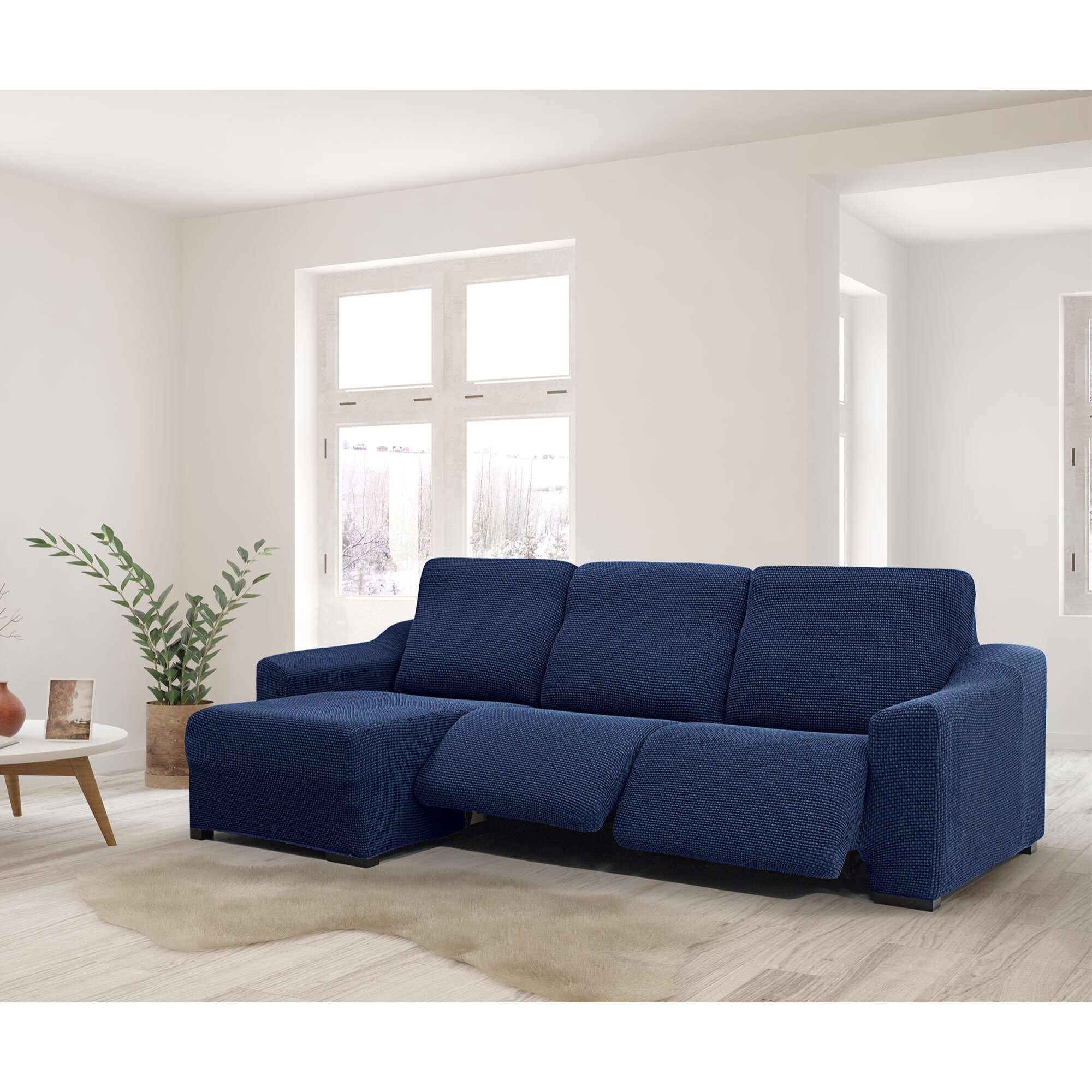 Funda para Chaise Longue izquierda (visto de frente ) brazo corto SÚPER ELÁSTICA con RELAX modelo HELENA