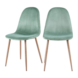Lot de 2 chaises en velours vert d'eau - Fredrik