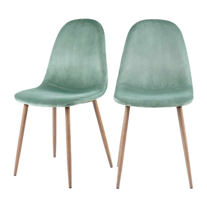 Lot de 2 chaises en velours vert d'eau - Fredrik