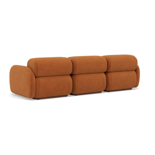 Penelope - canapé droit modulable 3 places en velours texturé - Terracotta