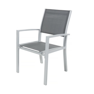 Table extensible et chaises de jardin en aluminium "Lagos" - 200/320 x 105 x 76 cm - 10 places - Gris foncé