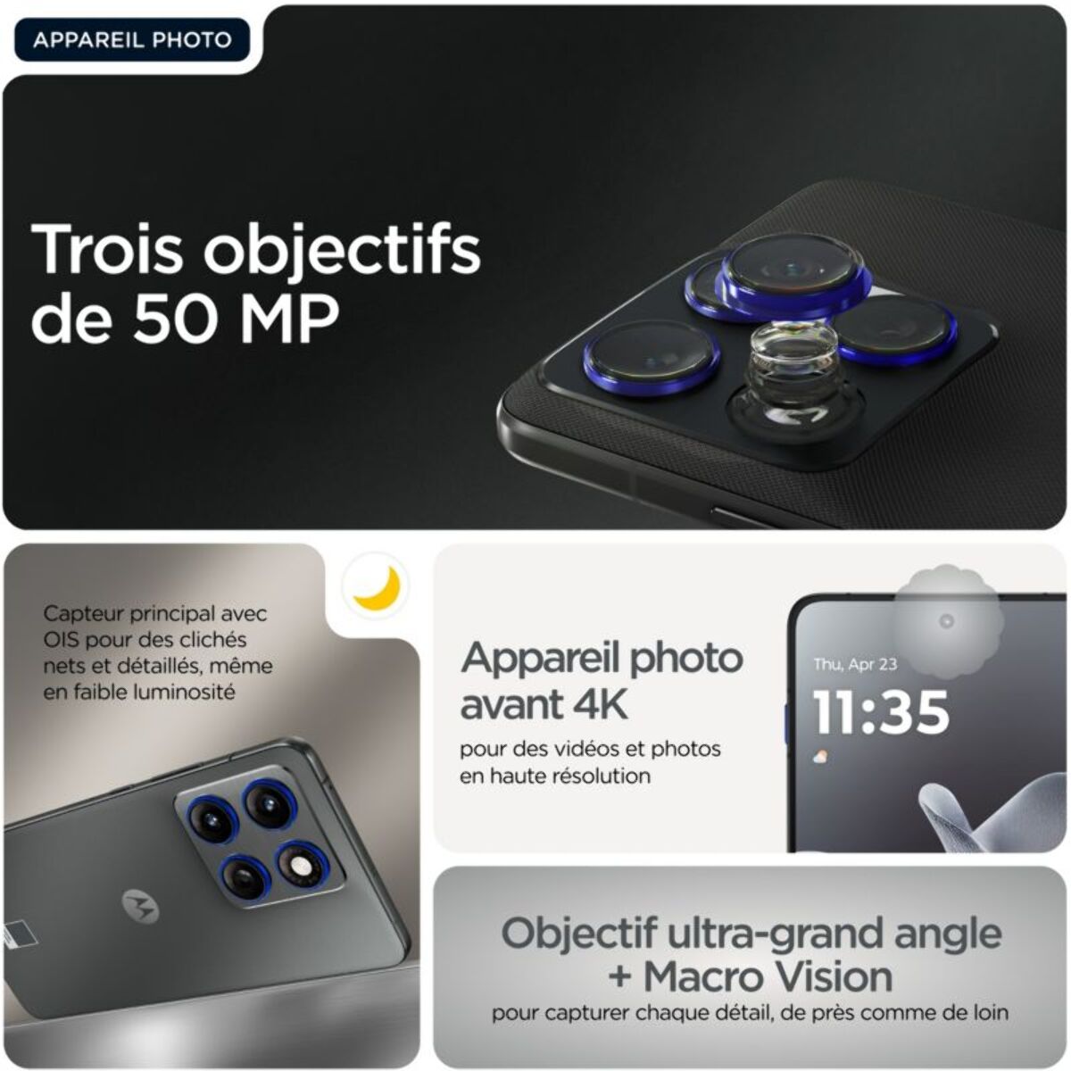 Smartphone MOTOROLA Pack Edge70 512Go Gris+Moto Sound Flow