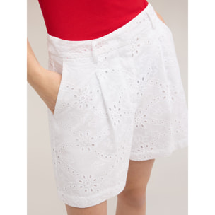 Motivi - Shorts de talle alto en sangallo - Blanco