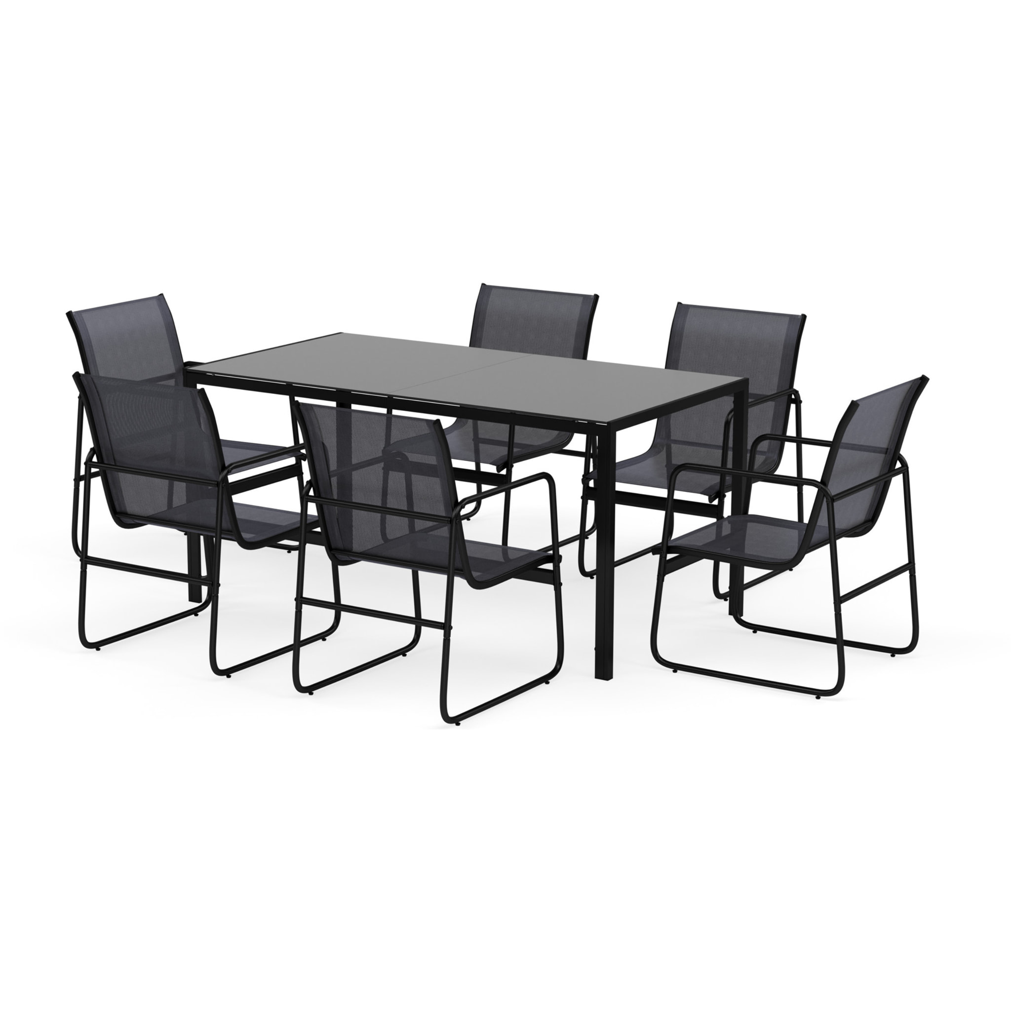 Murillo - ensemble table et chaises de jardin - 6 personnes - noir et gris - Noir / Gris