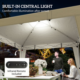 Tonnelle barnum pop-up 3 x 3 m éclairage LED intégré télécommande sac transport blanc cassé