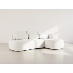 Mahina - canapé d'angle droit 4 places convertible avec coffre en tissu texturé - Beige