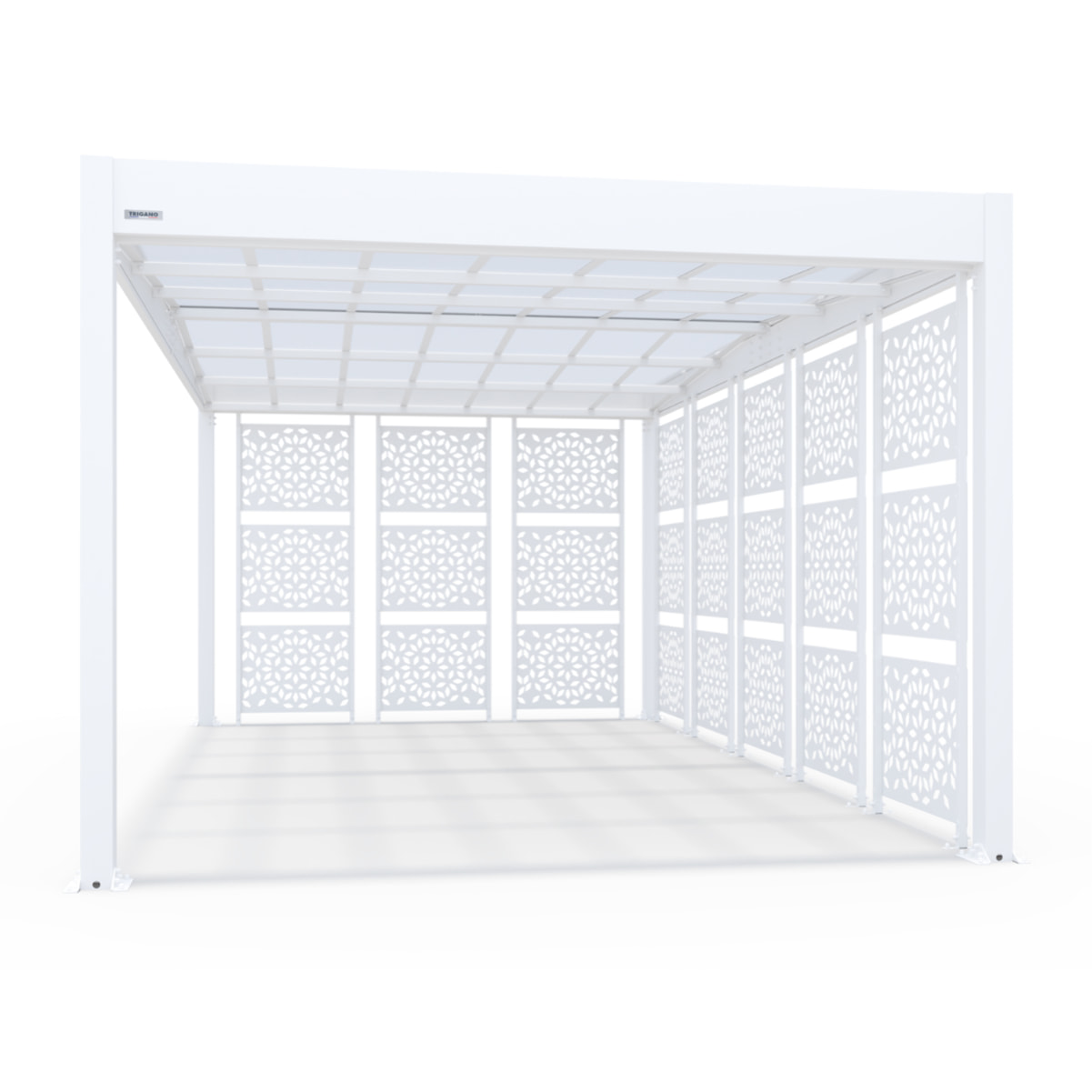 Carport aluminium Blanc Trigano - LIBECCIO + 8 claustras - 16 m²