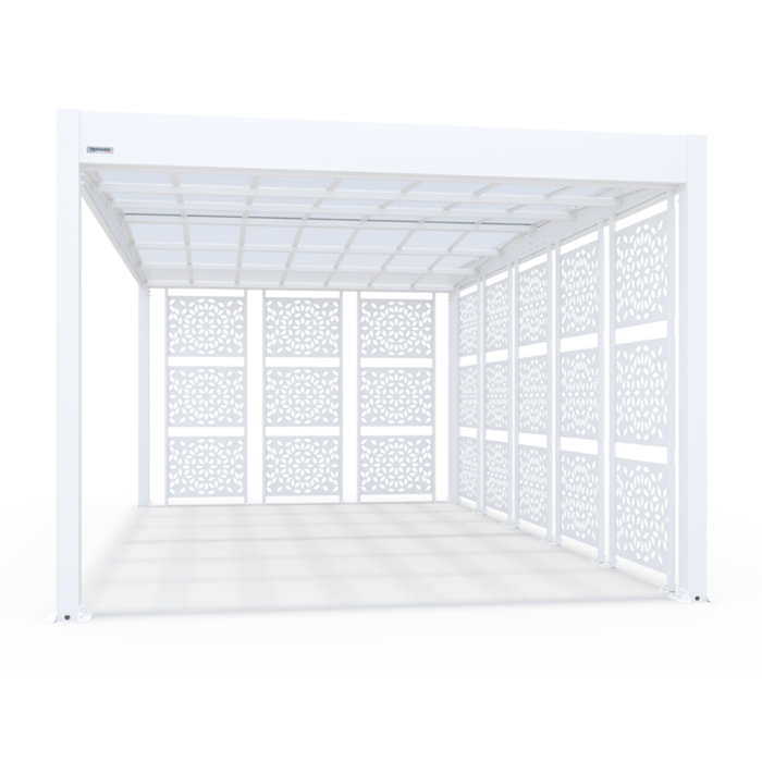 Carport aluminium Blanc Trigano - LIBECCIO + 8 claustras - 16 m²