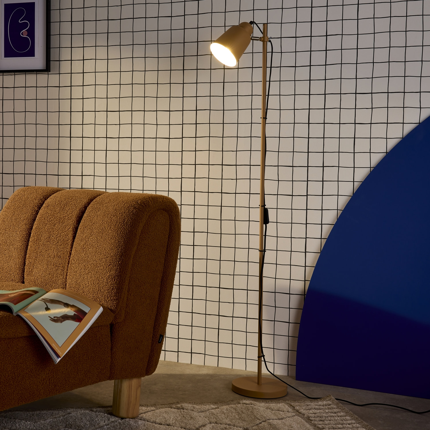 Lampadaire intérieur métal camel H 145cm Rémi