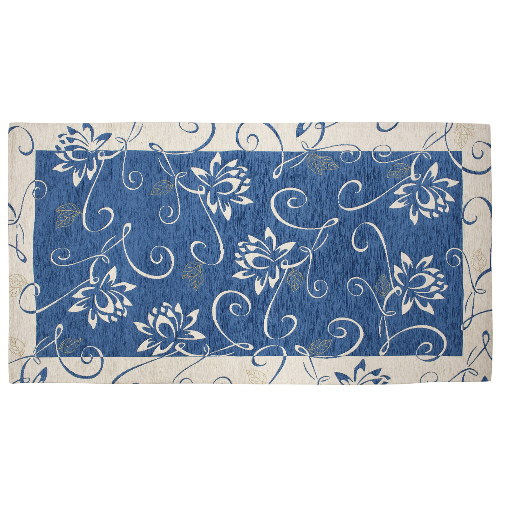 TAPPETO ARREDO NINFEA BLU MARE CON FONDO ANTISCIVOLO